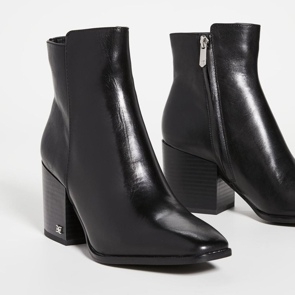 NEW Sam Edelman Cari Leather Booties 8.5 Black